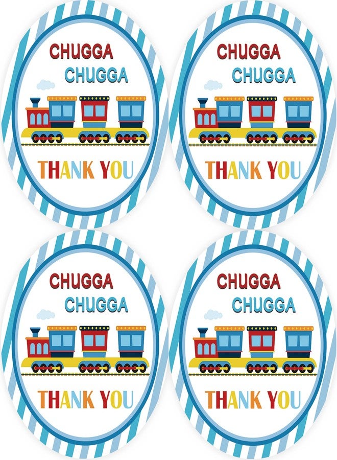 FORSHEEP 40pcs Train Round Stickers, Steam Train Thank You Labels, Choo Choo Round Stickers for Boy, Railroad Themed Birthday Party Favor - Image 1